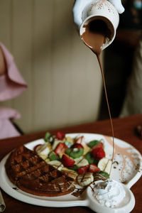 Close-up of food served in plate