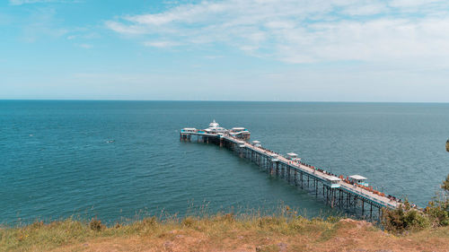 Snowdonia llandudno pier at seaside in warm summer morning. 