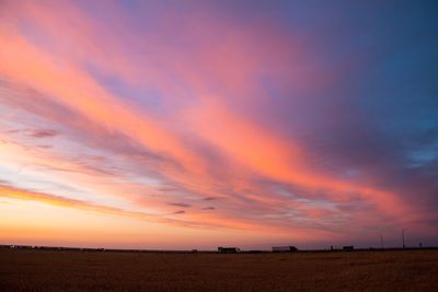 Scenic view of field against sky during sunset