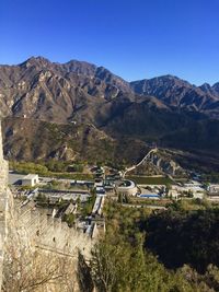 High angle view of landscape against clear sky