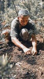 Man working on field