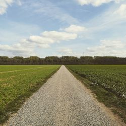 Road amidst field against sky