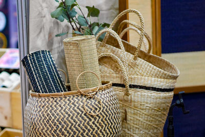 Close-up of wicker basket