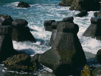 Panoramic view of sea and rocks