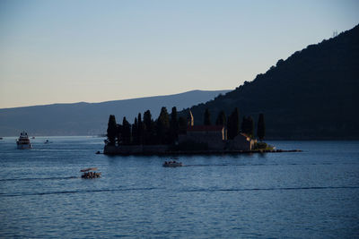 Panoramic view of sea against clear sky