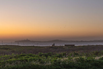 Evening sunset view over half moon bay in california