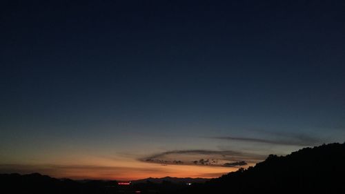 Scenic view of silhouette landscape against sky at sunset