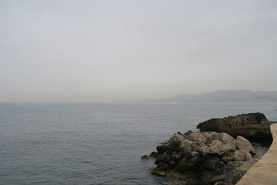 Scenic view of sea against clear sky