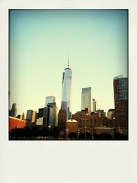 View of buildings against clear sky