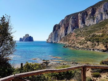 Scenic view of sea against clear sky