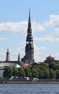 View of buildings against cloudy sky