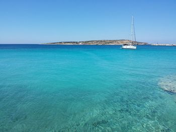 Scenic view of sea against clear sky