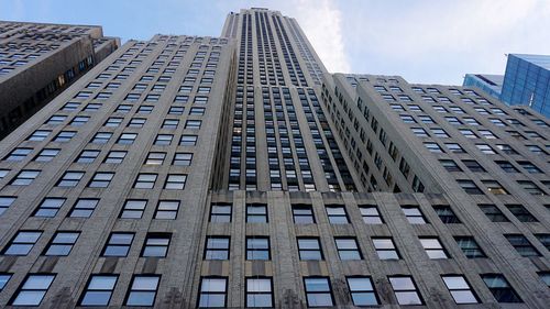 Low angle view of modern building against sky