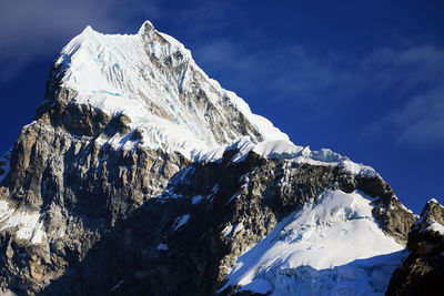 View of snowcapped mountain peak 