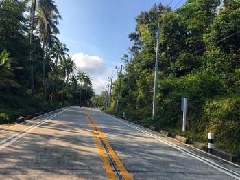 Road amidst trees against sky