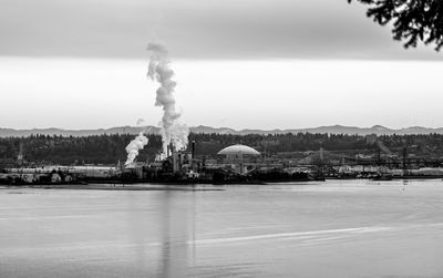 Steam rise from a factory in tacoma, washington.