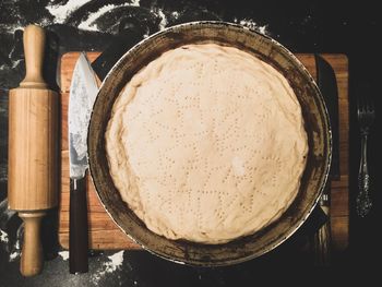 High angle view of food on table