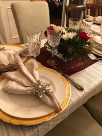 View of food served on table