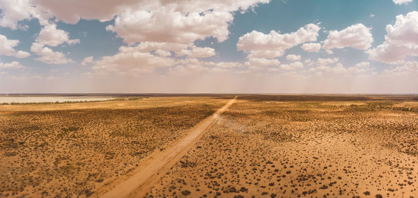 Scenic view of land against sky