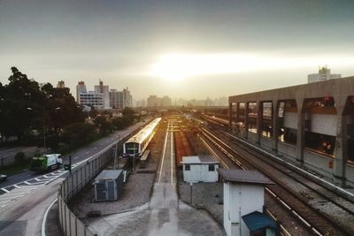 Railroad tracks in city