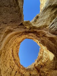 Low angle view of rock formations