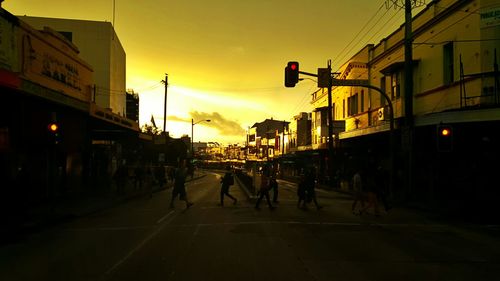 City street at sunset