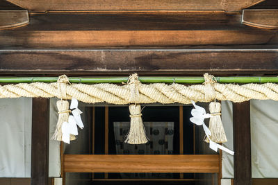 Low angle view of clothes hanging on roof