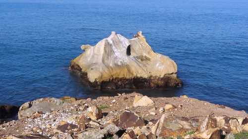 Rock formation on beach