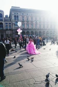 People in town square