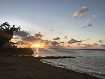 Scenic view of sea against sky during sunset