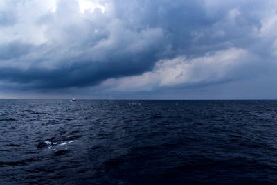 Scenic view of sea against cloudy sky