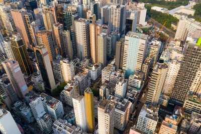 High angle view of buildings in city