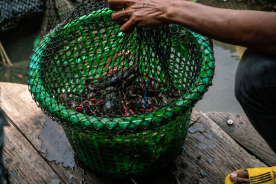 Cropped image of person holding basket