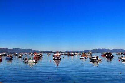 Boats in calm blue sea