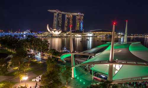 Illuminated city at night