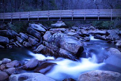 Scenic view of waterfall in river