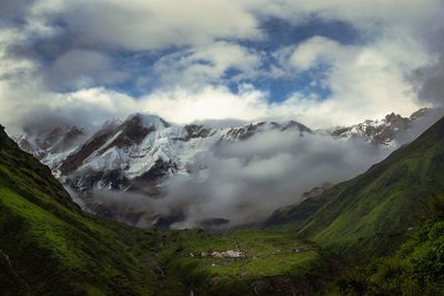 Scenic view of mountains against sky