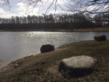Scenic view of lake against sky