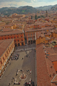 High angle view of old town in city