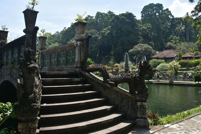 View of bridge in garden