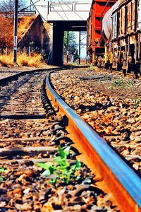 Railroad track amidst train