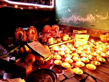 Close-up of illuminated candles