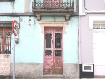 Closed door of building