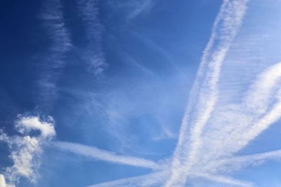 Low angle view of vapor trail in sky