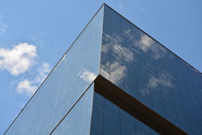 Low angle view of modern building against sky