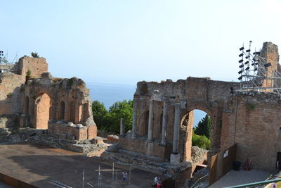 Old ruins against clear blue sky