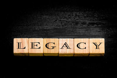 Directly above shot of text on black background