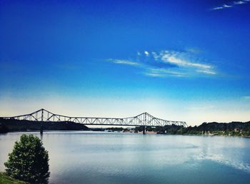 Suspension bridge over river