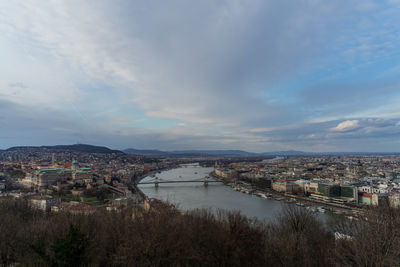 High angle view of cityscape against sky