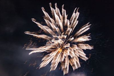 Close-up of firework display at night